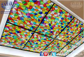 Yet another contemporary idea for ceiling design 2021 is the tray ceiling design which is mixed with various materials such as wood, textured paint, concrete stone as well as other shiny finishes. Igital Printed Glass Ceiling With Mosaic Like Design We Can Now Provide Digital Printed Glass With Any Glass Design Custom Stained Glass Glass Ceiling Lights
