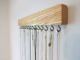 Minimalist Wood Necklace Organizer For Wall Wooden Jewelry Etsy Jewelry Organizer Wall Jewellery Storage Jewelry Hanger