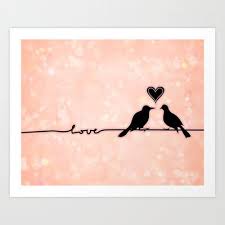 Birds On A Wire Tattoo Designs Birds On A Wire Love Bokeh With Heart Pink And Black Lovebirds Art Print By Jaclyn Rose Design 20 Love Bird Tattoo Couples Love Birds Painting Lovebirds Art