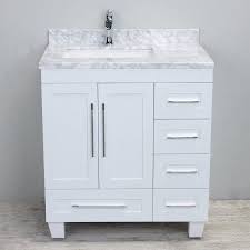 Eviva Loon 30 Long Handlestransitional White Bathroom Vanity With White Carrara Marble Counter Top Walmart Com In 2020 White Vanity Bathroom Single Sink Bathroom Vanity Bathroom Sink Vanity