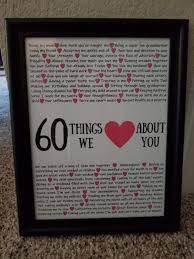 60th birthday gifts ideas 1. 60 Things We Love About You 60th Birthday Gift For Grandmother Mom 60th Birthday Gift 60th Birthday Ideas For Dad Birthday Presents For Mom