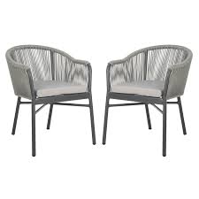 Safavieh Nicolo Gray Metal Stationary Dining Chair S With Gray Cushioned Seat Lowes Com In 2020 Patio Chairs Outdoor Chair Set Dining Arm Chair