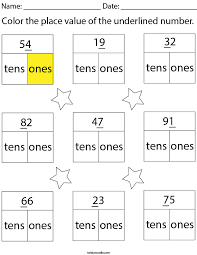 The first two pages include visual. Color The Place Of The Underlined Number 2 Digit Math Worksheet Twisty Noodle