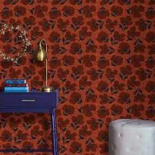 24 in drop match length: Retro Floral Peel Stick Wallpaper Red Opalhouse Target