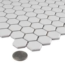 The tile looked beautiful when it was laid, until the grout! Pin By Meaghan Krafka On Wish List In 2021 Porcelain Mosaic Tile Floor White Tile Floor
