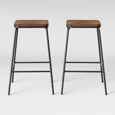 Wood, especially with leather upholstery, is great for rooms with a darker. Set Of 2 Rhodes Metal Wood Counter Height Barstool Black Project 62 Target