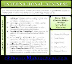 International finance, an offshoot of economics, encompasses a detailed understanding of exchange rates and foreign investment and their impact on international trade. International Business Meaning Types Factors