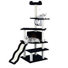 Many cat trees features posts that are covered by. Go Pet Club Black 70 Cat Tree Condo With Ramp Scratching Board Petco