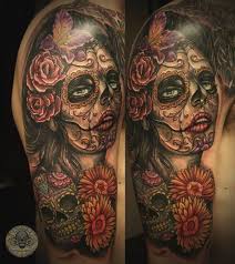 Santa Muerte Sugar Skull 2 By 2face Tattoo Deviantart Com Sugar Skull Tattoos Skull Tattoo Tattoos