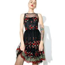 Black Flower Embroidered Black Dress 70 Liked On Polyvore Featuring Dresses Tu Embroidered Cocktail Dress Sheer Embroidered Dress Black Embroidered Dress