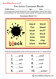 Teaching blends worksheet for beginner's. Two Letter Blends Aussie Childcare Network