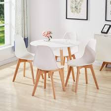 When choosing contemporary dining room sets, it is good if have well planned budgeting and fixed choice of the theme to ease the selection process. Goldfan Dining Room Set Dining Table And Chairs Set 4 Modern Round Kitchen Table Wood Style White Buy Online In Andorra At Desertcart 125900518