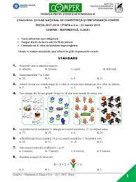 Subiectele la simulare bac 2018 matematică m1 vor fi publicate aici. Subiect Comper Matematica Etapai 2018 Clasai Pdf