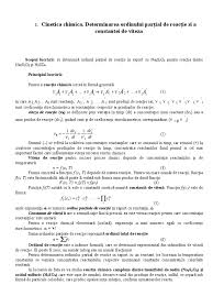 1 Determinarea Ordinului Partial De Reactie Si Constantei De Viteza