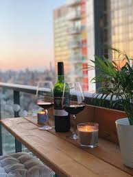 Balcony Bar Patio Bar Balcony Table Made From Powder Coated Steel Cedar Wood In 2020 Balcony Bar Patio Bar Apartment Balconies