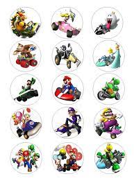 Mario Kart Edible Cupcake Toppers Super Mario Bros Birthday Party Super Mario Birthday Party Mario Birthday