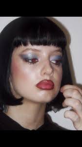 Mia Wallace Inspired Blue Eyeshadow and Rusty Gloss Makeup Look
