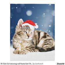 A Cute Cat Wearing Red Santa Hat Christmas Snow Jigsaw Puzzle Cat Jigsaw Puzzle Cats Cute Cat