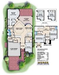 Mediterranean Villa House Plan 2 Story Narrow Waterfront Lot Home Plan Mediterranean House Plans Mediterranean Floor Plans Florida House Plans
