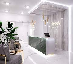 This Place Seems Very Fancy Because Of The Colors They Went With And The Lighting They Have A Very Spa Room Decor Spa Interior Design Hospital Interior Design