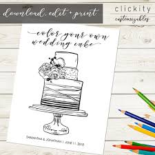 Happy 1st birthday coloring page. Wedding Cake Coloring Page Download Customize Print For Etsy