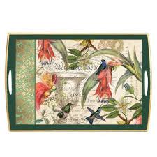 Amazon Com Michel Design Works Decoupage Wooden Tray 20 By 13 75 Inch Enchanted Garden Decorative Trays Posters Prin Decoupage Tray Decoupage Tray Decor
