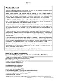 Winston Churchill Reading Worksheet Free Esl Printable Worksheets Made By Teachers English Reading Esl Reading Reading Worksheets