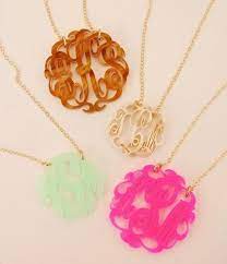 Gemma Collection 6715 Snider Plaza Dallas Acrylic Monogram Necklace Monogram Jewelry Acrylic Monogram