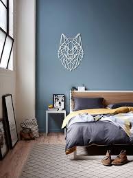 This bright glowing yellow is a perfect color to brighten up a smaller bedroom. Geometric Wall Art Wolf Head Metal Wall Art Steel Home Decor Polygonal Animal Interior Sign Office Idea Gift Living Room Hanging Small Bedroom Colours Home Decor Bedroom Bedroom Diy