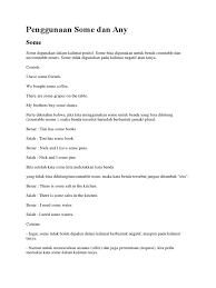 Adjective sering digunakan untuk menjelaskan benda (noun). Penggunaan Some Dan Any
