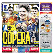 Buenos días, nuestra portada de hoy: "𝗔𝗟𝗘𝗚𝗥𝗜́𝗔 𝗖𝗢𝗣𝗘𝗥𝗔" 🏆  ALIANZA LIMA se estrena en la fase 1 de la Copa Libertadores enfrentando  esta noche a 2 de Mayo en Paraguay. Los íntimos
