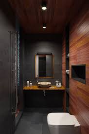 Innovative Industrial And Space Savvy Tiny Bachelor Pad Does It All Dark Wood Bathroom Minimalism Interior Bachelor Pad Apartment