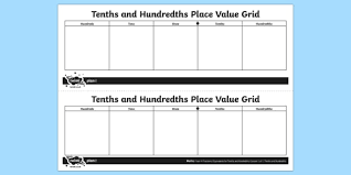 Tenths And Hundredths Place Value Grid Year 4 Four Y4
