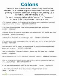 Colon Usage Worksheet Education Com In 2020 Punctuation Worksheets Colon Punctuation Education Com