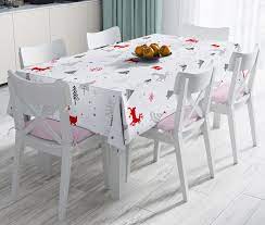 Ucuz masa örtüsü dertsiz kumaş, simli masa örtüsü kumaşları. Kirmizi Geyikler Ve Agaclar Yilbasi Konseptli Dijital Baskili Leke Tutmaz Masa Ortusu Realhomes