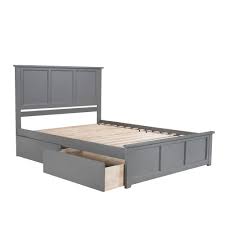 Atlantic Furniture Madison Queen Platform Bed With Matching Foot Board With 2 Urban Bed Drawers In Grey Products Atlantic Furniture Bed With Drawers Quee