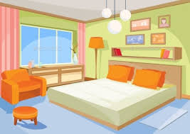 Vector Cartoon Illustration Interior Orange Blue Interior Paint Colors For Living Room Blue Bedroom Living Room Background
