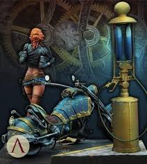 Sarah Kilmister Steam Wars Scale 75 Biker Art Painting Miniature Art
