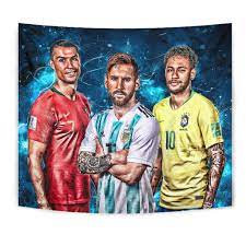 We have a massive amount of desktop and mobile backgrounds. Top Three Soccer Stars Ronaldo Messi Neymar Tapestry Cristiano Ronaldo And Messi Messi And Neymar Messi And Ronaldo