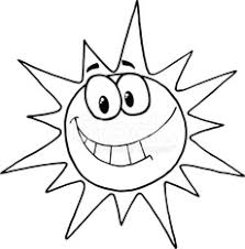 Happy sun cartoon isolated vector illustration editable design in black and white. Black And White Cartoon Friendly Sun Vektorbild Gebuhrenfrei