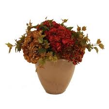 Check spelling or type a new query. Great Price On Silk Dark Red Burgundy Brown And Rust Gold Hydrangeas In A Small Mocha Planter F Faux Flower Arrangements Artificial Silk Flowers Faux Flowers