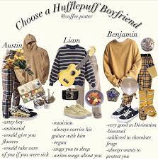 Nerd outfits, cute casual outfits, fashion outfits, aesthetic fashion. Pick A Boyfriend Hufflepuff Harry Potter Outfits Hogwarts Outfits Hufflepuff Outfit