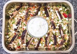 Jamie Oliver S Greek Chicken And Cous Cous Salad With Tzatziki Couscous Salad Popular Recipes Couscous How To Cook