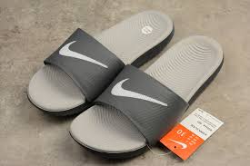 I picked up these sandals earlier today. Best Nike Benassi Swoosh Slide Sandal Black Flint Grey Dark Wolf Grey 832646 001 Men S Sandals Summer Slides Indoor Slippers Cheapinus Com