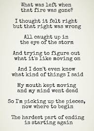 what was left when that fire was gone i thought it felt right but that right was wrong all caught up in the eye of the st park quotes favorite lyrics