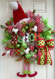 Black And White Deco Mesh Christmas Wreath Whimsical Deco Mesh Christmas Elf Wreath In Red White And Etsy Christmas Wreaths Winter Wreath Diy Christmas Decorations Easy