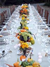 Use Fruits And Seasonal Veggies Get Creative With Your Centerpieces By Mixing In Some Colorful Dinner Party Tablescapes Dinner Decoration Wedding Reception