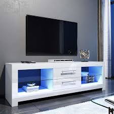 Browse our tv cabinets range online to find the right entertainment unit for your lounge room today. Elegant 1600mm Modern High Gloss Tv Stand Cabinet With Led Light For 22 65 Flat Screen 4k Tvs Living Room Bedroom Furniture Television Unit Tv Cabinet With Shelves And Drawers For Media Storage White