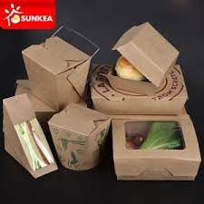Custom Logo Printed Disposable Kraft Paper Lunch Food Box China Disposable Food Box Food Box Food Packaging Food Food Containers Design