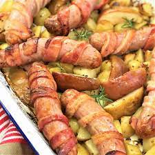 Bacon Wrapped Sausages With Apples & Potatoes · Chef Not Required...